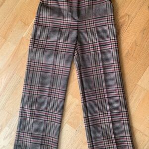 Veronica Beard Wool Plaid Trousers Pants - Black, Burgundy, Tan